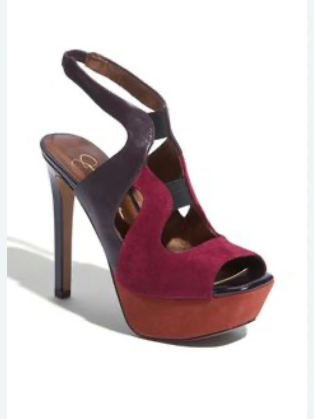 Jessica Simpson Bendie cranberry/maya nubuck Platform Peep-Toe Heels new Sz 8